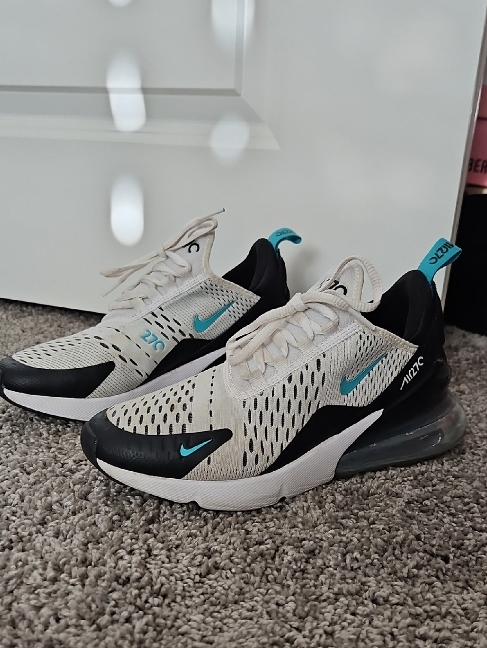 Nike Air Max 270 - White and Teal Athletic Sneakers